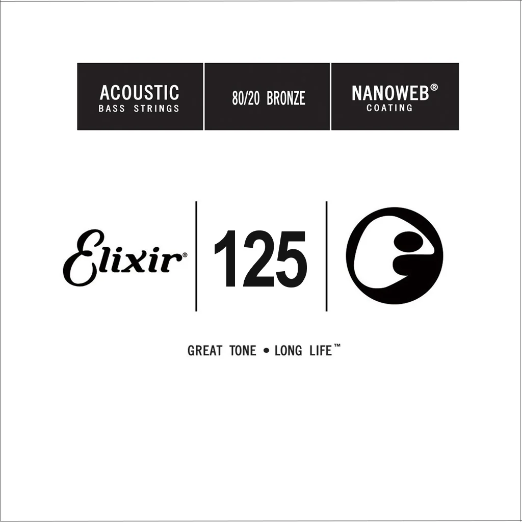 Elixir 15825 Nanoweb 80/20 Bronze Acoustic Bass Guitar Single String, .125