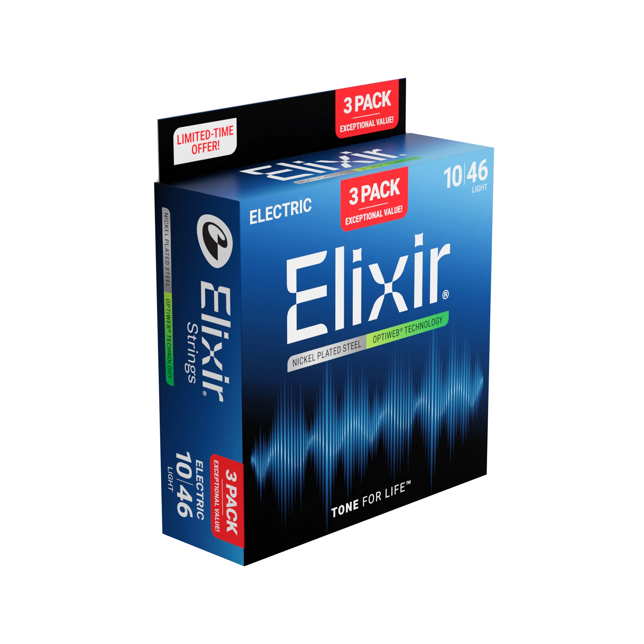Elixir 16572 Optiweb Electric Guitar Strings, Light, 10-46, 3-Pack - Image 2