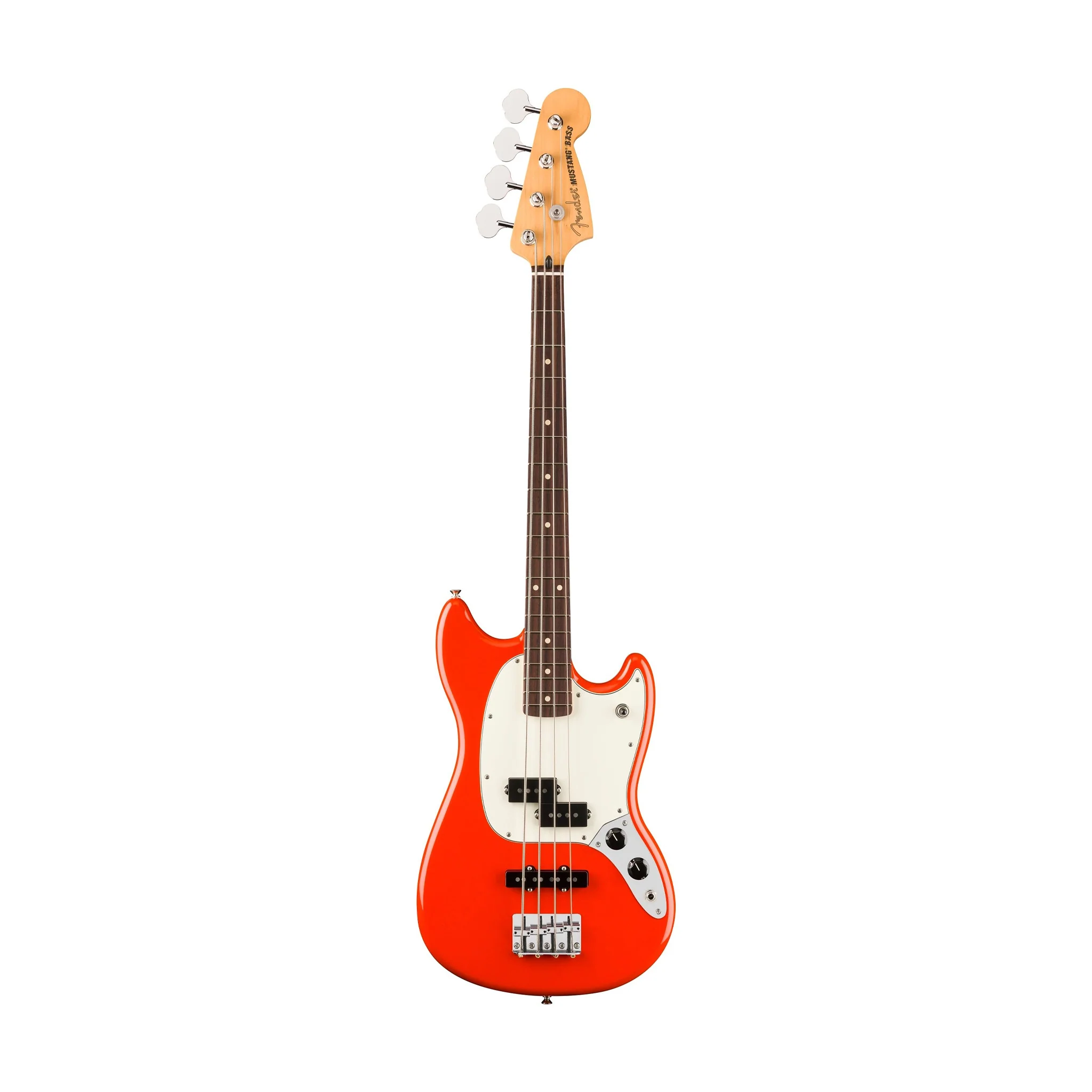 Fender Player II Mustang Bass PJ Guitar, RW FB, Coral Red