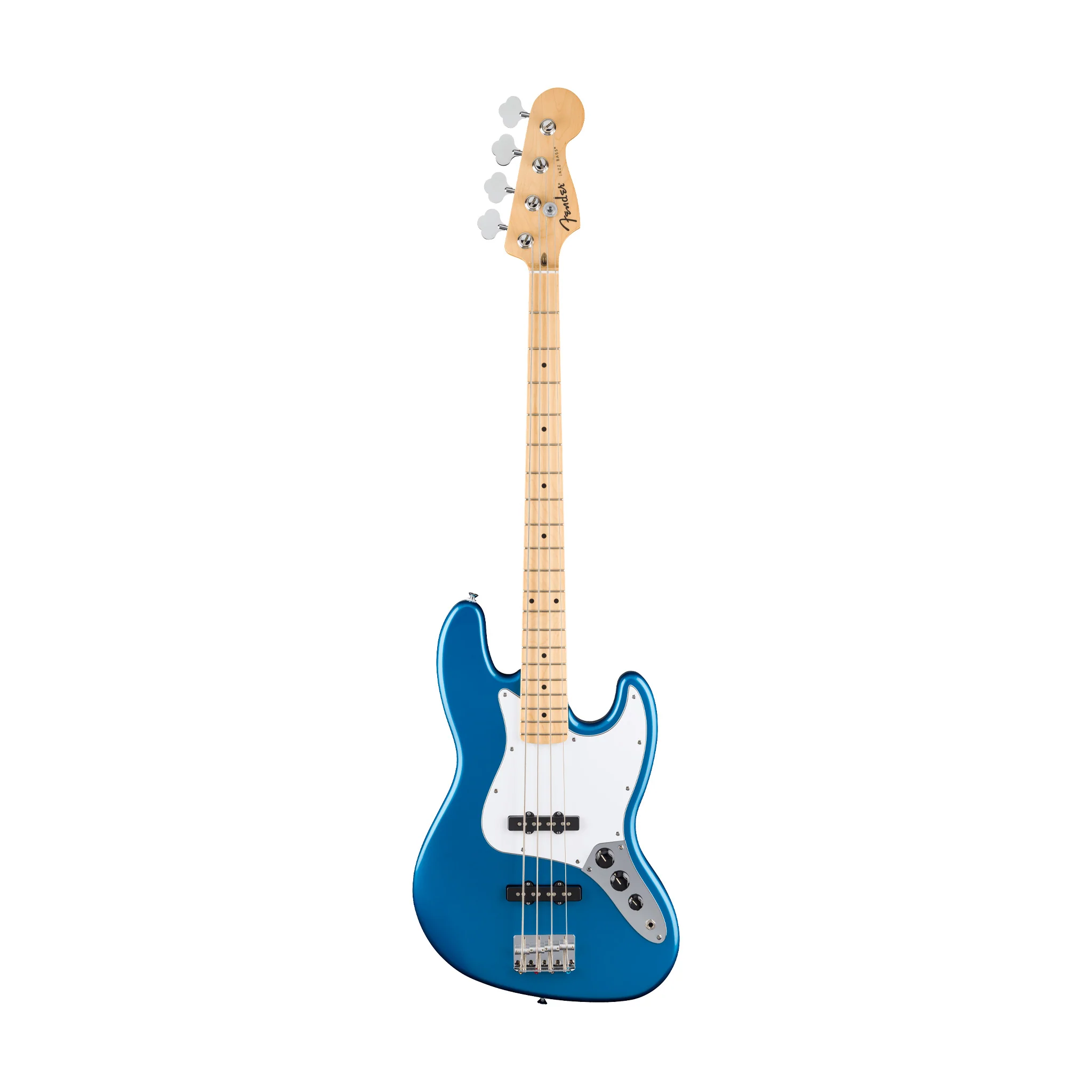 Fender Standard Jazz Bass Guitar w/White Pickguard, Maple FB, Aqua Marine Metallic