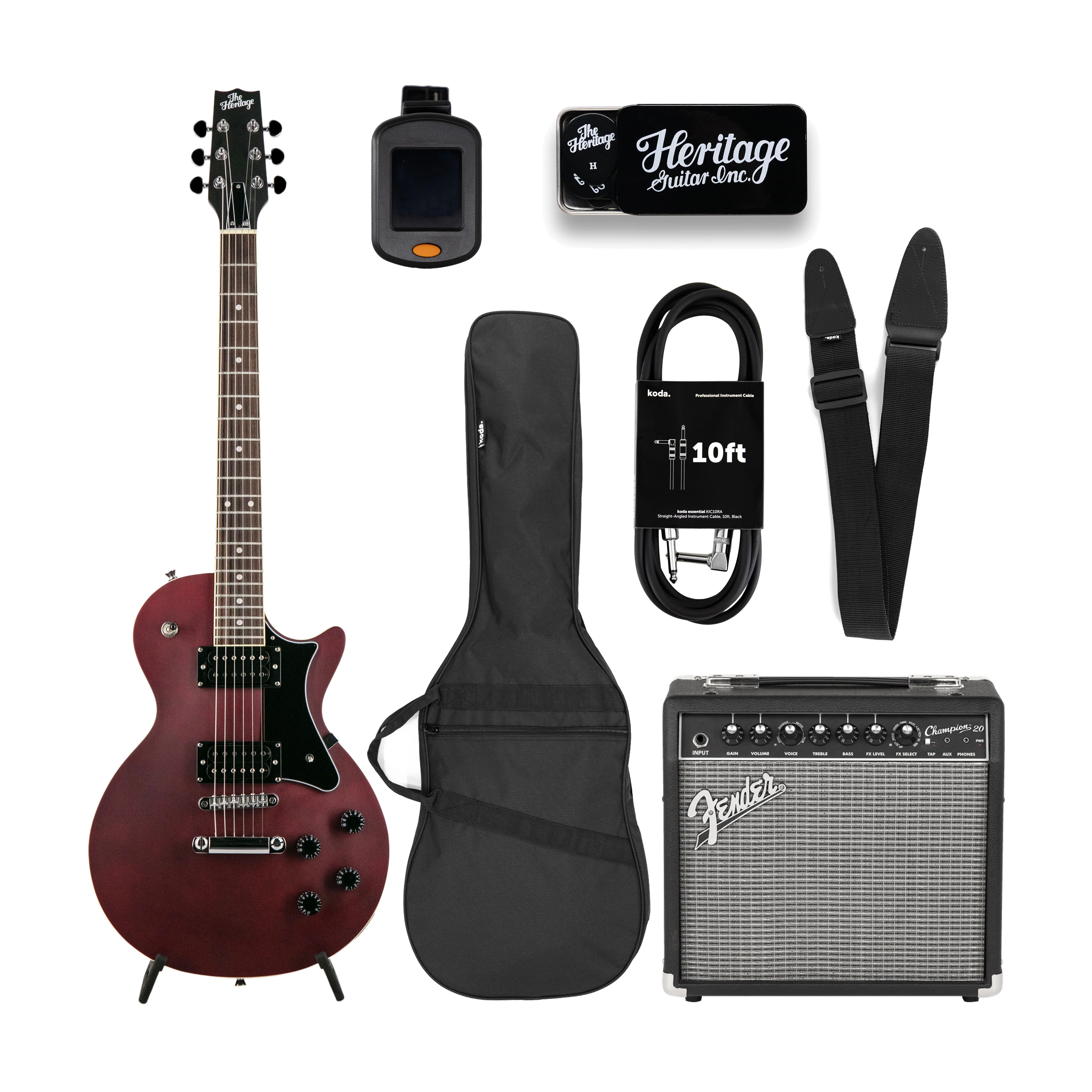 Heritage Ascent Collection H-150 Electric Guitar Bundle, Matte Burgundy