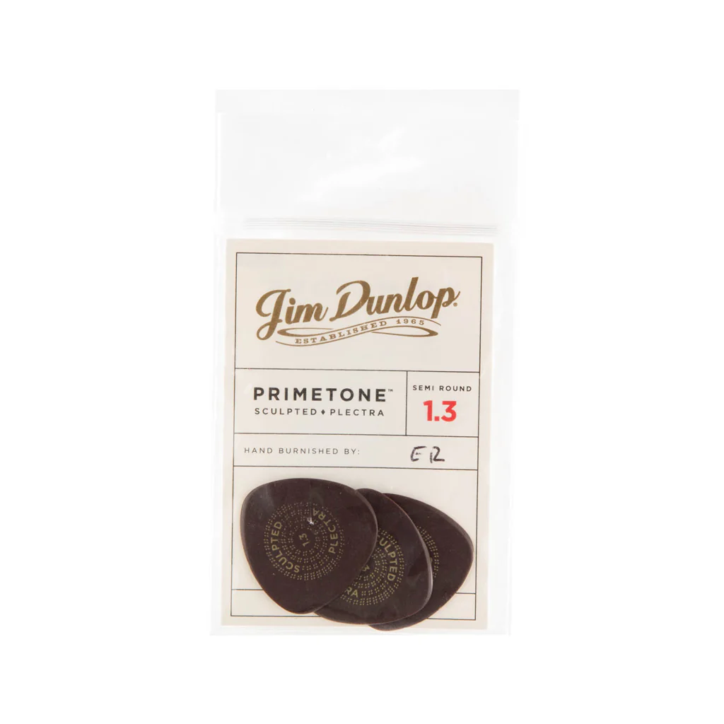 Jim Dunlop 514 Primetone Semi-Round Smooth Pick, 1.3mm, 3-Pack