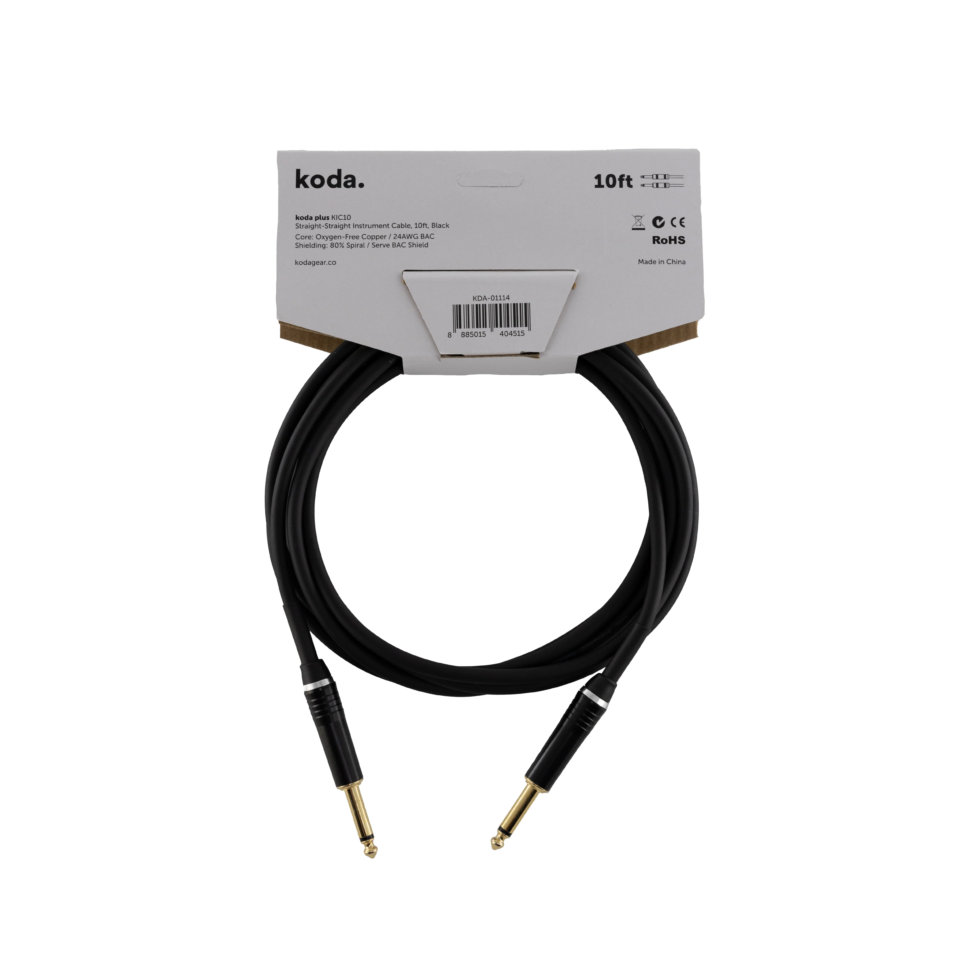 koda plus KIC10 Straight-Straight Instrument Cable, 10ft, Black - Image 2