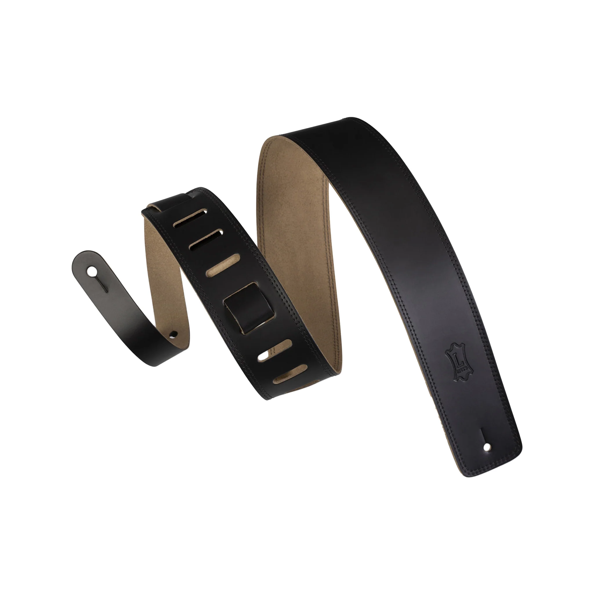 Levy's DM1 2.5inch Genuine Leather Guitar Strap, Black